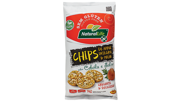 NATURAL LIFE - CHIPS DE ARROZ INTEGRAL 70G CEBOLA E SALSA SEM  GLÚTEN