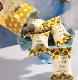 HAOMA - MARSHMALLOW DE MARACUJA COM COBERTURA DE CHOCOLATE 56% CACAU
