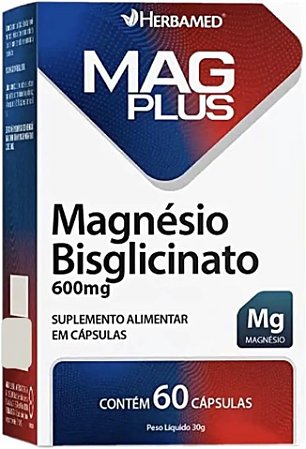HERBAMED - MAGPLUS BISGLICINATO - MAGNÉSIO 60 CÁPSULAS