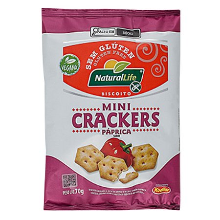 BISCOITO MINI CRACKERS SABOR PÁPRICA VEGANO SEM GLÚTEN KODILAR 70g