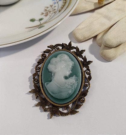Broche Camafeu G Verde Cód 64