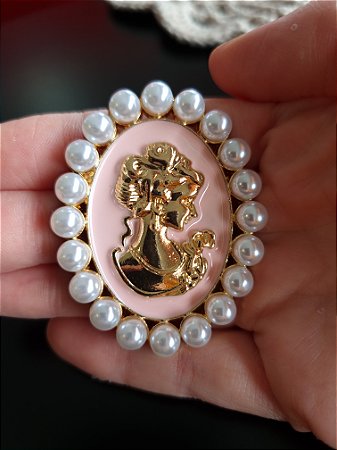 Broche Camafeu G Pérolas (Rosa)