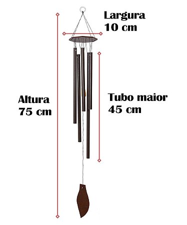 Mensageiro dos Ventos com 5 tubos em alumínio e exclusivo pêndulo de Pedra