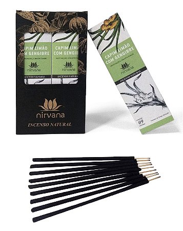 incenso nirvana natural aroma de capim limão com gengibre