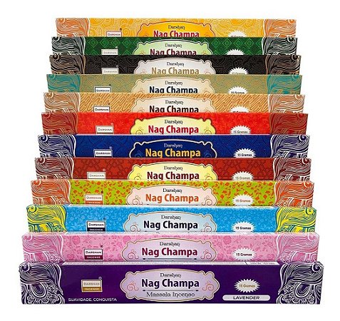 Incenso Massala Nag Champa Darshan Mix 12 Aromas Deliciosos