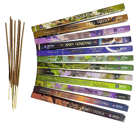 Incenso Indiano 0% carvão kit 12 Aromas Atria