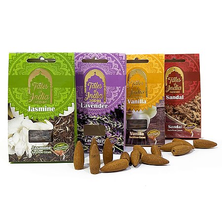 kit Incenso cone cascata Backflow Tales of india 4 aromas
