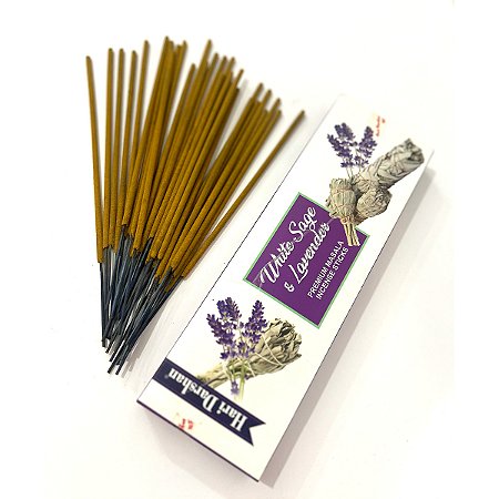 Incenso Sálvia Branca e Lavanda Massala Indiano Natural 50gr por caixa linha premium