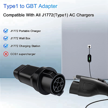 Adaptador de carregamento A21K-EV Type1 para GBT Kit de conversão 32A SAE J1772
