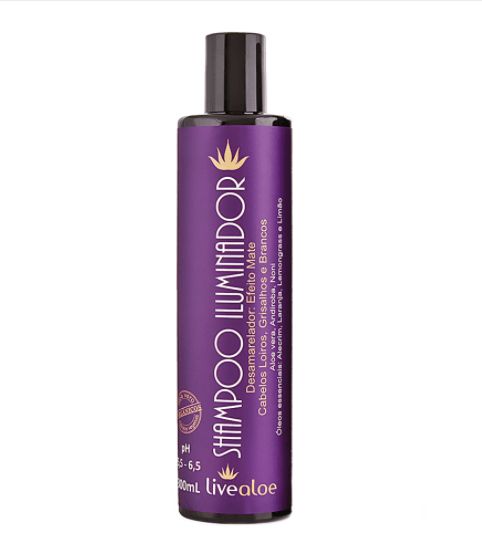 Shampoo Iluminador Aloe Vera Cabelos Grisalhos Loiros 300ml - Livealoe