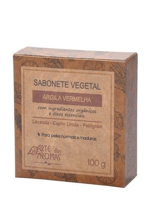 Sabonete Argila Vermelha Natural Vegano 100g - Arte dos Aromas