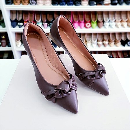 Sapatilha bico fino alongada Marrom de nozinho