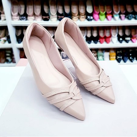 Sapatilha bico fino alongada Carla Nude