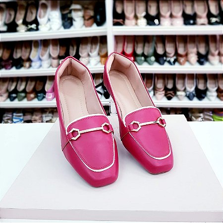 Sapatilha mocassim bico quadrado vermelha