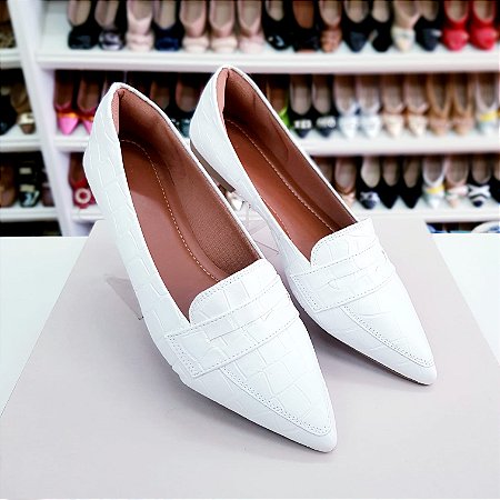 Sapatilha Mocassim Rafaela Croco Branca