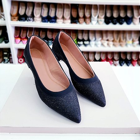 Sapatilha bico fino alongada Shine Preta