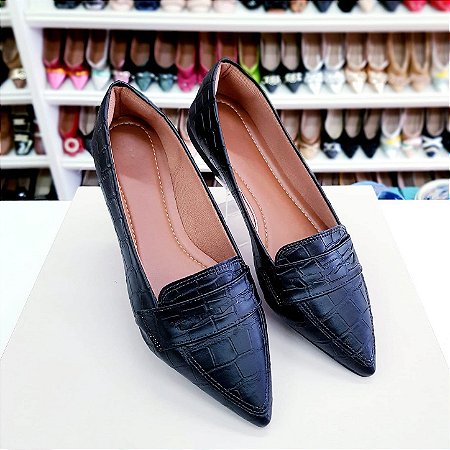 Sapatilha Mocassim Rafaela Croco Preta