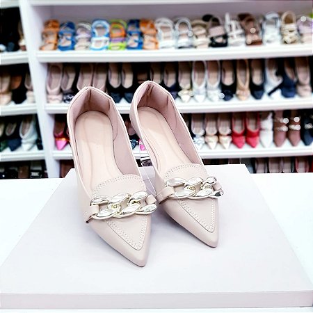 Mocassim com Corrente Nude
