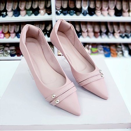 Sapatilha bico fino Nude dois pontinhos