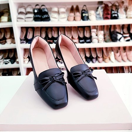 Mocassim Bico Quadradro Luciana Preto