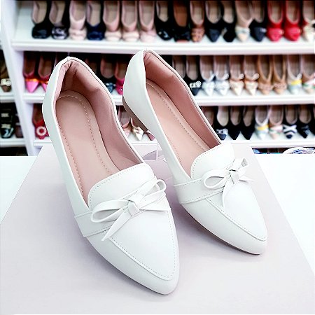 Mocassim bico fino Luciana Off White