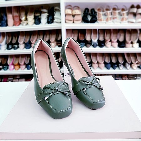 Mocassim bico quadrado Grazi Verde