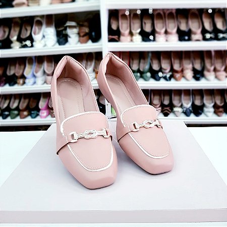 Mocassim bico quadrado Nude infinito