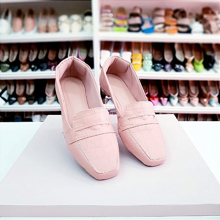 Sapatilha mocassim bico quadrado Rose