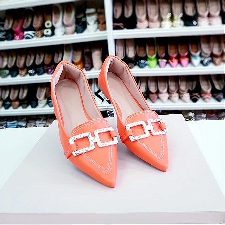 Sapatilha bico fino Renata Laranja