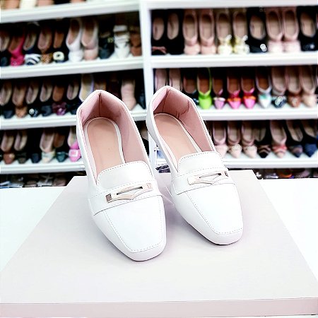 Mocassim bico quadrado Marcia Off White