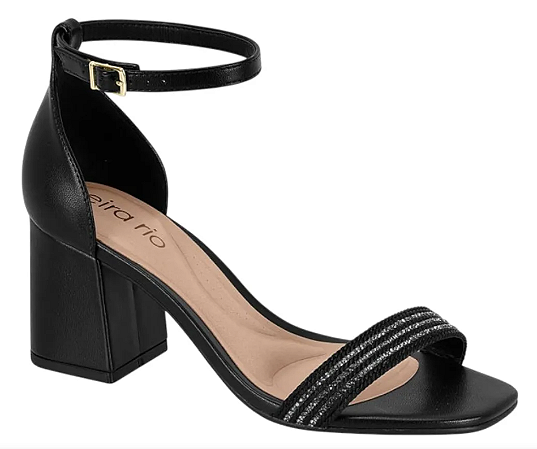 Sandalia Beira Rio Preta Salto Grosso