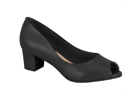 Sandalia Beira Rio Preta Salto Grosso Peep Toe