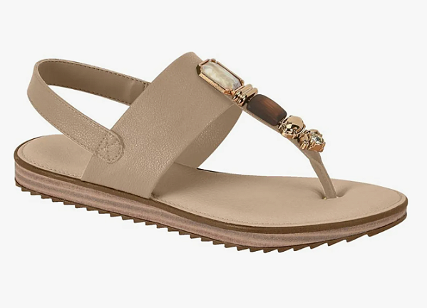 Sandália Rasteira Flat Modare Pedrarias Dourada