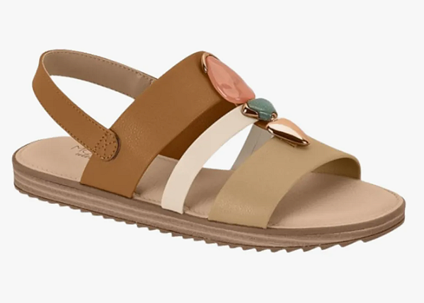 Sandalia Rasteira Ortopedica Modare Nude com Bege