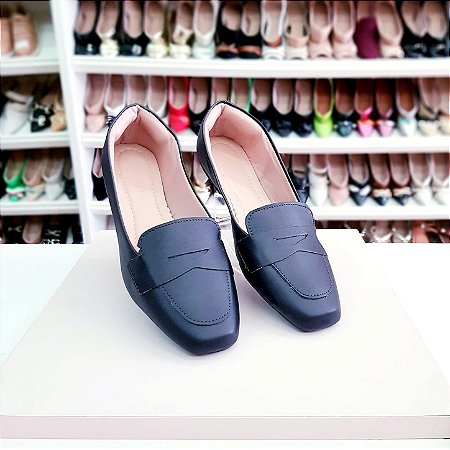 Sapatilha bico quadrado preta mocassim Gabi