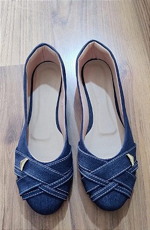 Sapatilha Bico Redondo Fatima Jeans tamanho especial