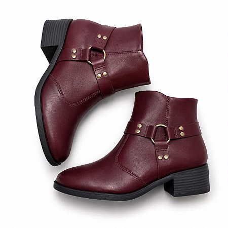 Bota Beira Rio Cano Baixo Napa Burgundy