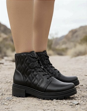 Bota Coturno Dakota Feminina Cano Baixo Cadarço Preto