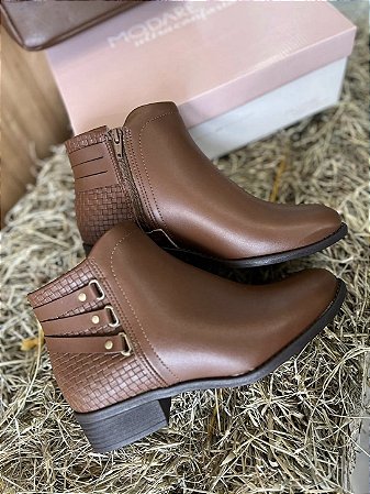 Bota Feminina Cano Curto Modare Conforto Original caramelo