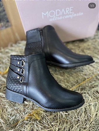 Bota Feminina Cano Curto Modare Conforto Original preta