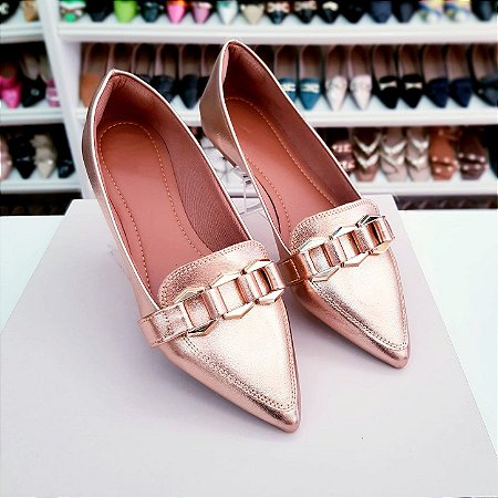 Sapatilha Bico Fino Erica Rose Gold