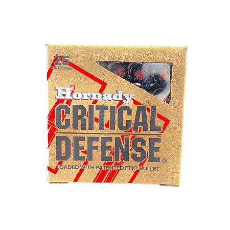 Munição HORNADY 38SPL FTX+P 110GR Critical Defense - Caixa 25