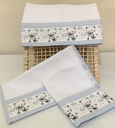 kit de Fraldas Urso na Bicicleta com 3 peças