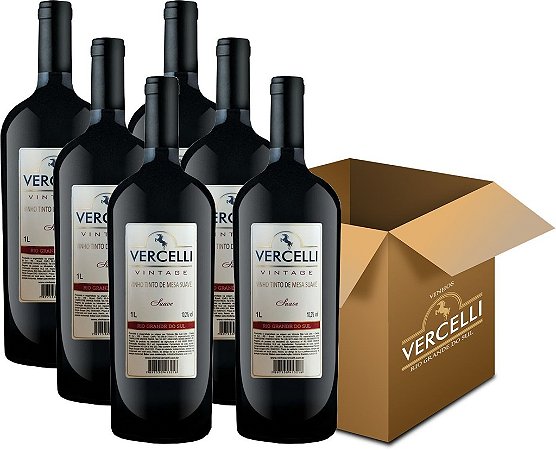 Vinho de Mesa Envelhecido - Vercelli Tinto Suave Vintage 6x1L