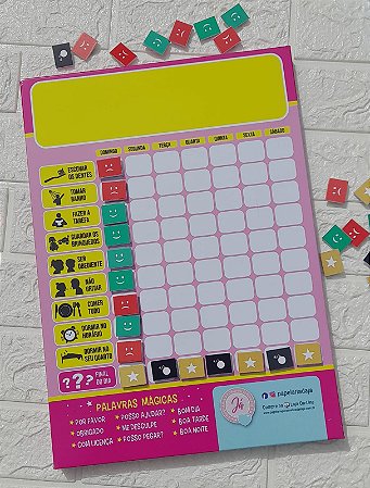 Quadro de Incentivo Infantil - Rotinas - Rosa