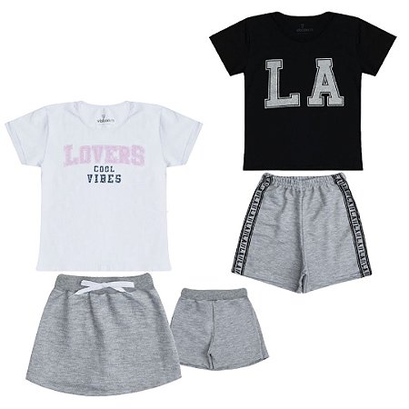 Kit 2 Conjuntos Verão Infantil Juvenil Feminino Tamanhos 10 ao 16