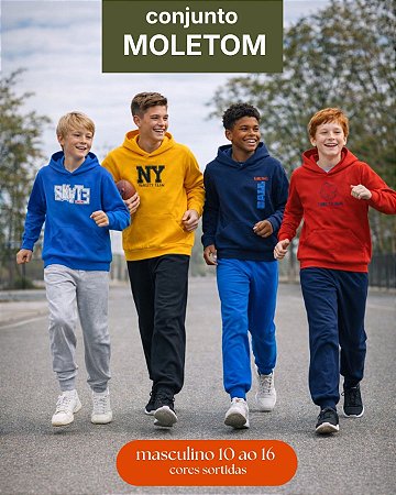Conjunto Moletom Infantil Juvenil Masculino Tamanhos 10 ao 16