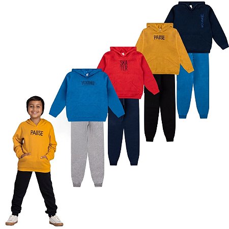 Conjunto Moletom Infantil Juvenil Masculino Tamanhos 10 ao 14
