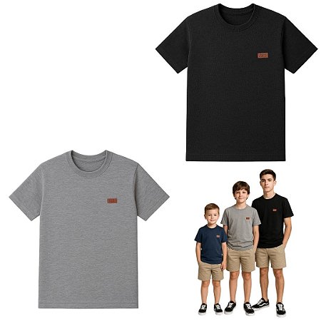 Kit 2 Camisetas Manga Curta Básica Infantil Juvenil Menino