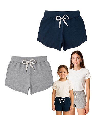 Kit 2 Shorts Infantil Juvenil Menina Algodão + Cotton Verão